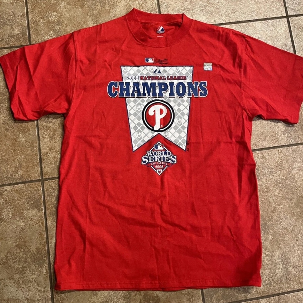 Philadelphia Phillies T-Shirt Men's New 2008 MLB National League Champions Large
